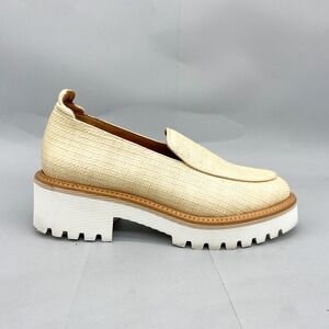 M.Gemi Womens 36.5 6.5 The Eva Woven Raffia Platform Loafers Beige Tan Lug Sole